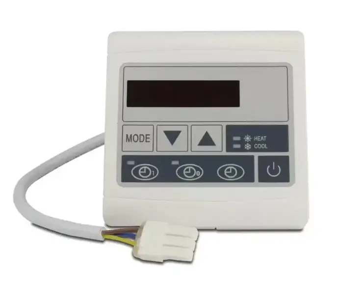 Vit plast termostatpanel för pool med digital display och knappar